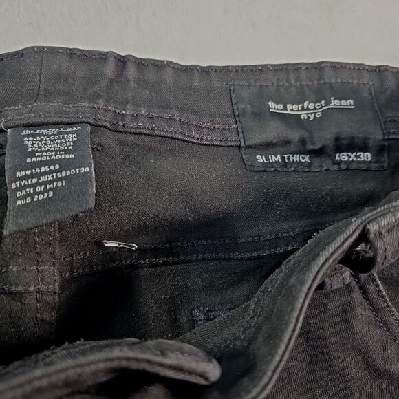 The Perfect Jean NYC Slim Thick Jeans Stretch Denim Men's 46x30 Black Pants - Picture 3 of 10